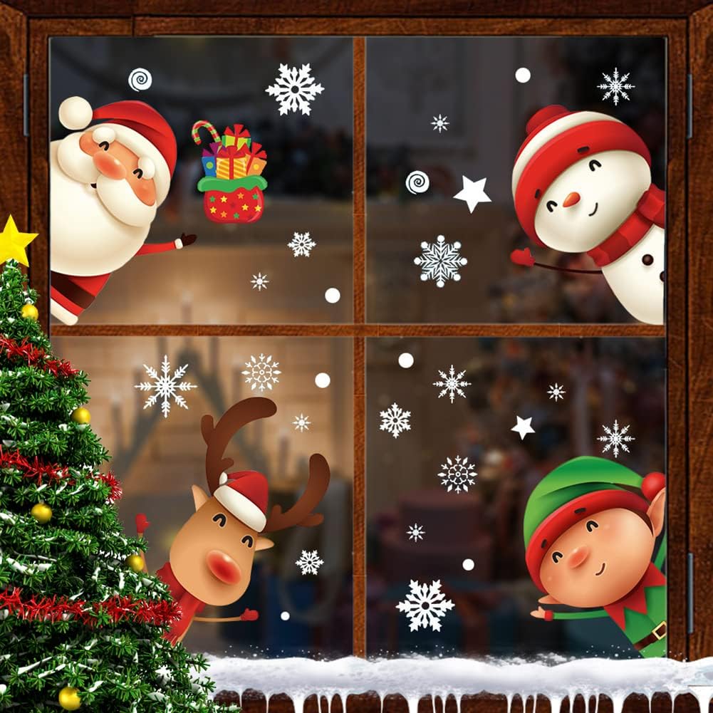 82PCS Christmas Snowflake Window Clings – Holiday Decals