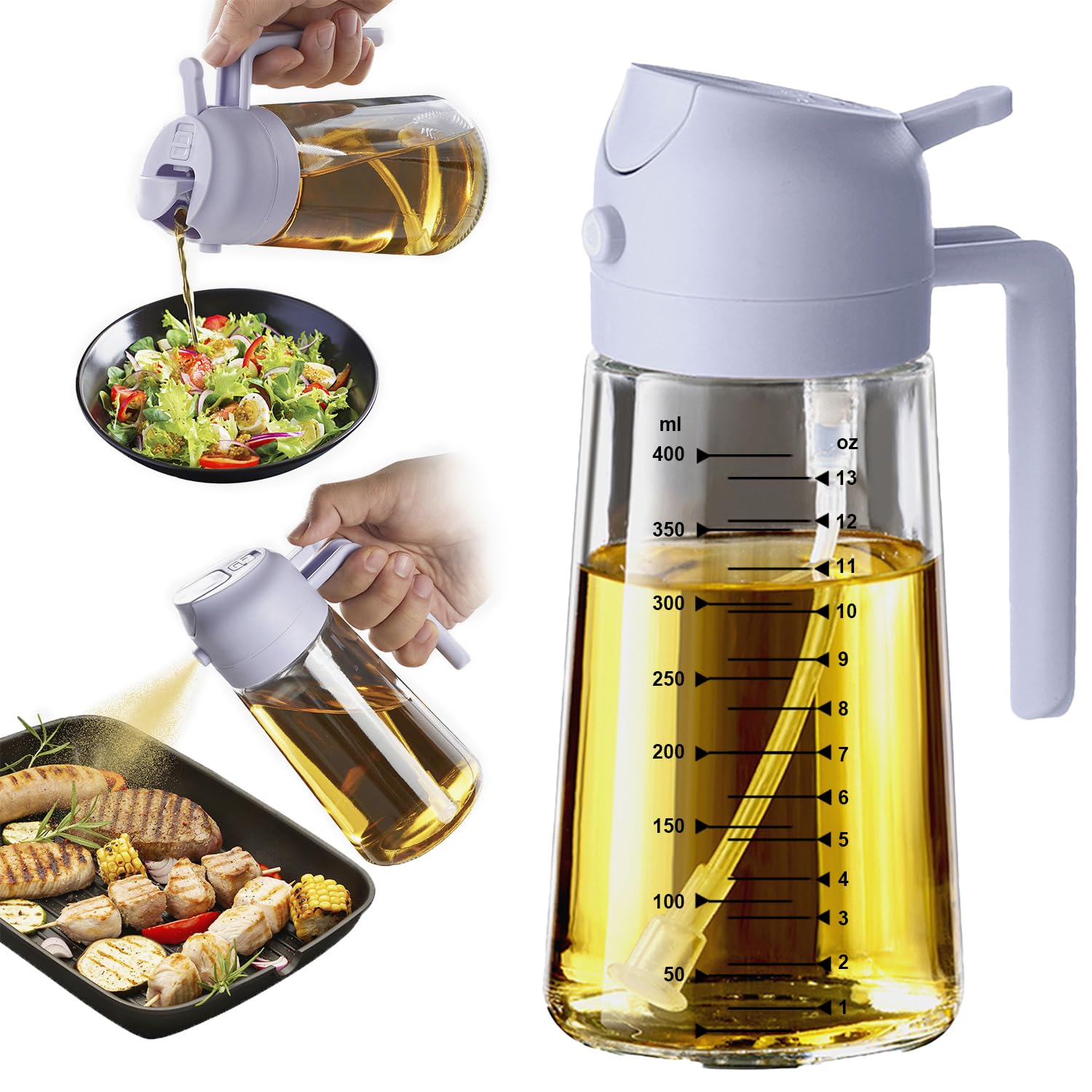 TrendPlain 16oz Glass Olive Oil Sprayer for Cooking