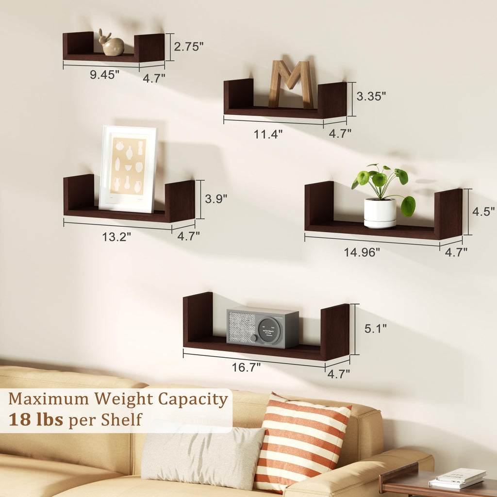 Floating Wood Wall Shelves for Bathroom, Kitchen & Decor