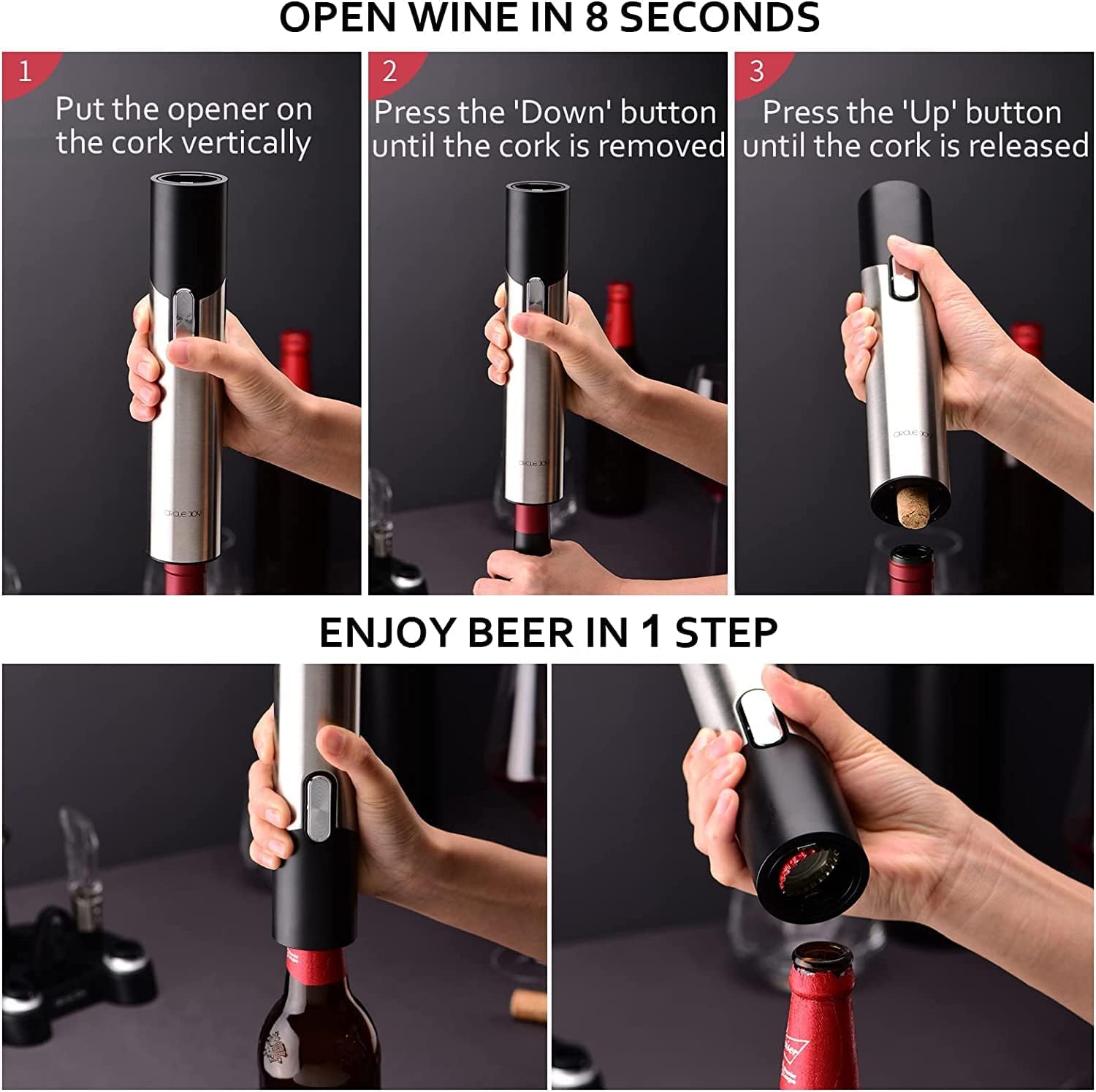 Electric Wine Bottle Opener 7-in-1 Wine Gift Set with Electric Vacuum Pump