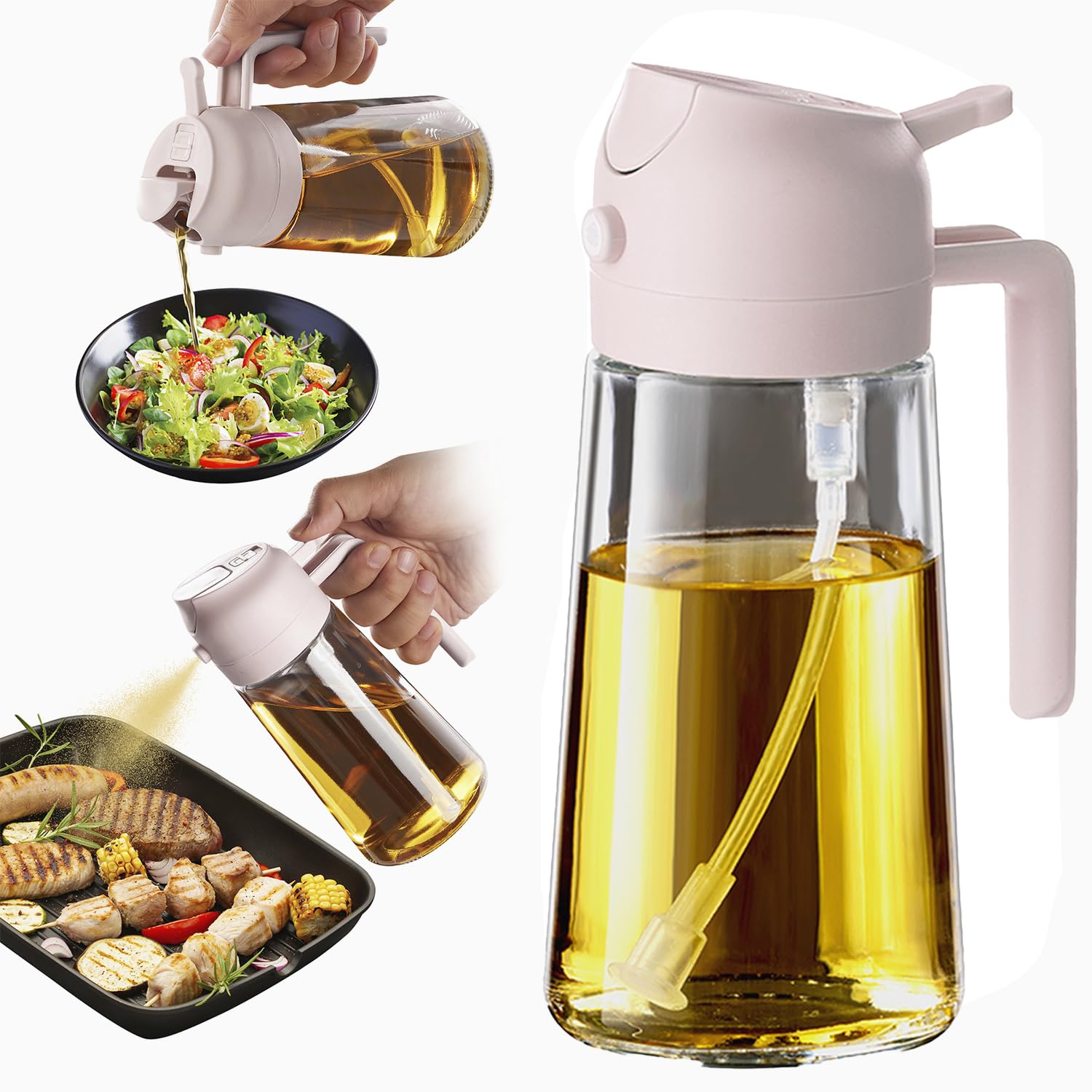 TrendPlain 16oz Glass Olive Oil Sprayer for Cooking