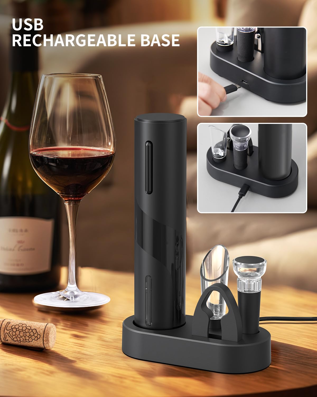 Electric Wine Bottle Opener 7-in-1 Wine Gift Set with Electric Vacuum Pump