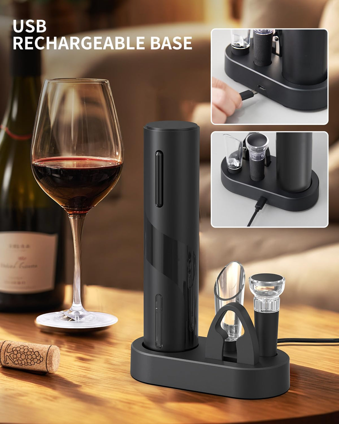 Electric Wine Bottle Opener 7-in-1 Wine Gift Set with Electric Vacuum Pump