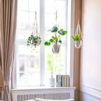 Indoor Hanging Planter Basket with Wood Beads - Ideal for Home Decor