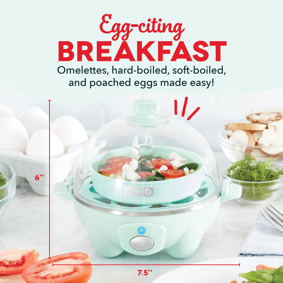 DASH Rapid Egg Cooker: 7 Egg Capacity Electric Egg Cooker for Hard Boiled Eggs