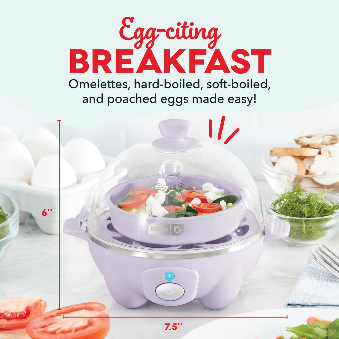 DASH Rapid Egg Cooker: 7 Egg Capacity Electric Egg Cooker for Hard Boiled Eggs
