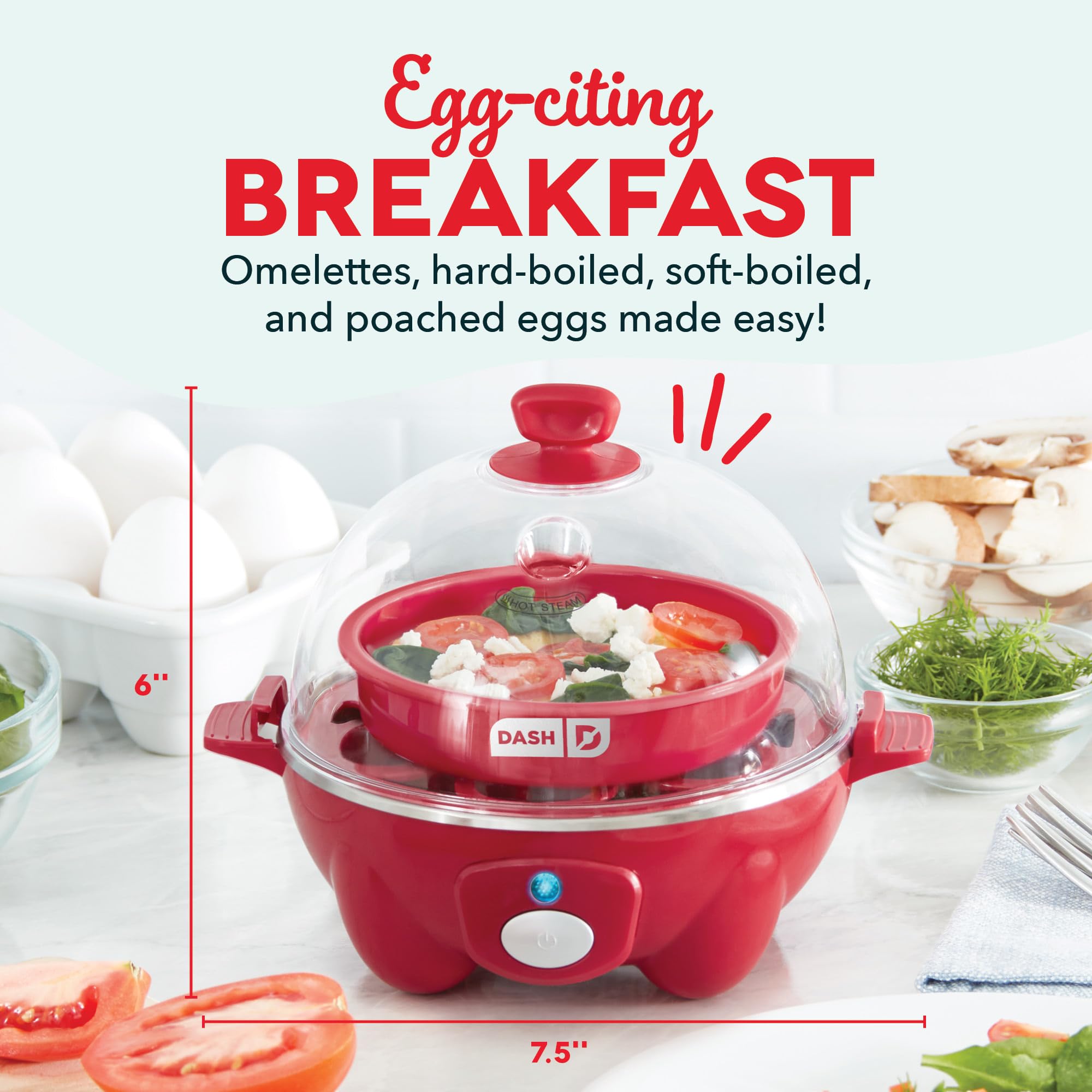 DASH Rapid Egg Cooker: 7 Egg Capacity Electric Egg Cooker for Hard Boiled Eggs