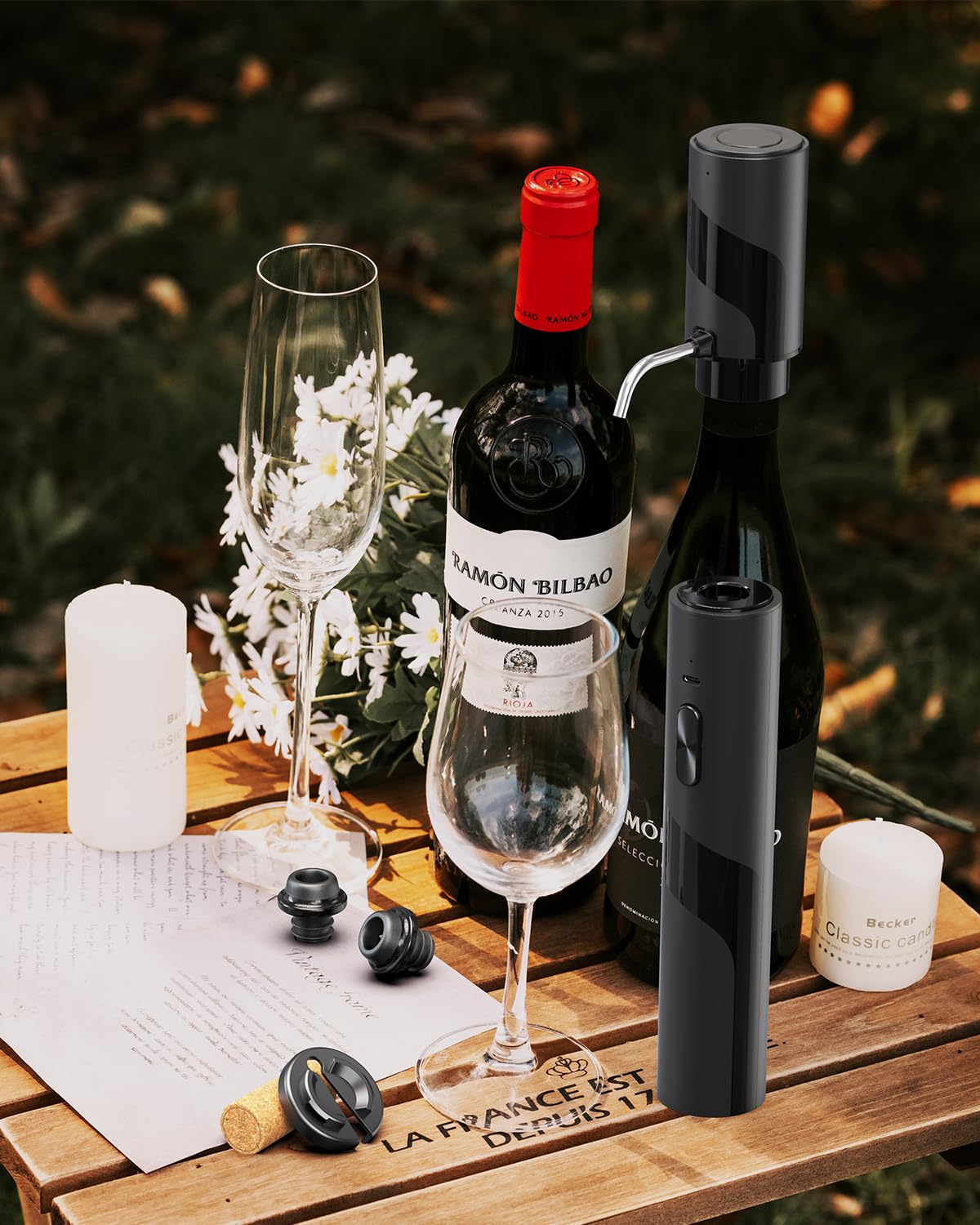 Electric Wine Bottle Opener 7-in-1 Wine Gift Set with Electric Vacuum Pump