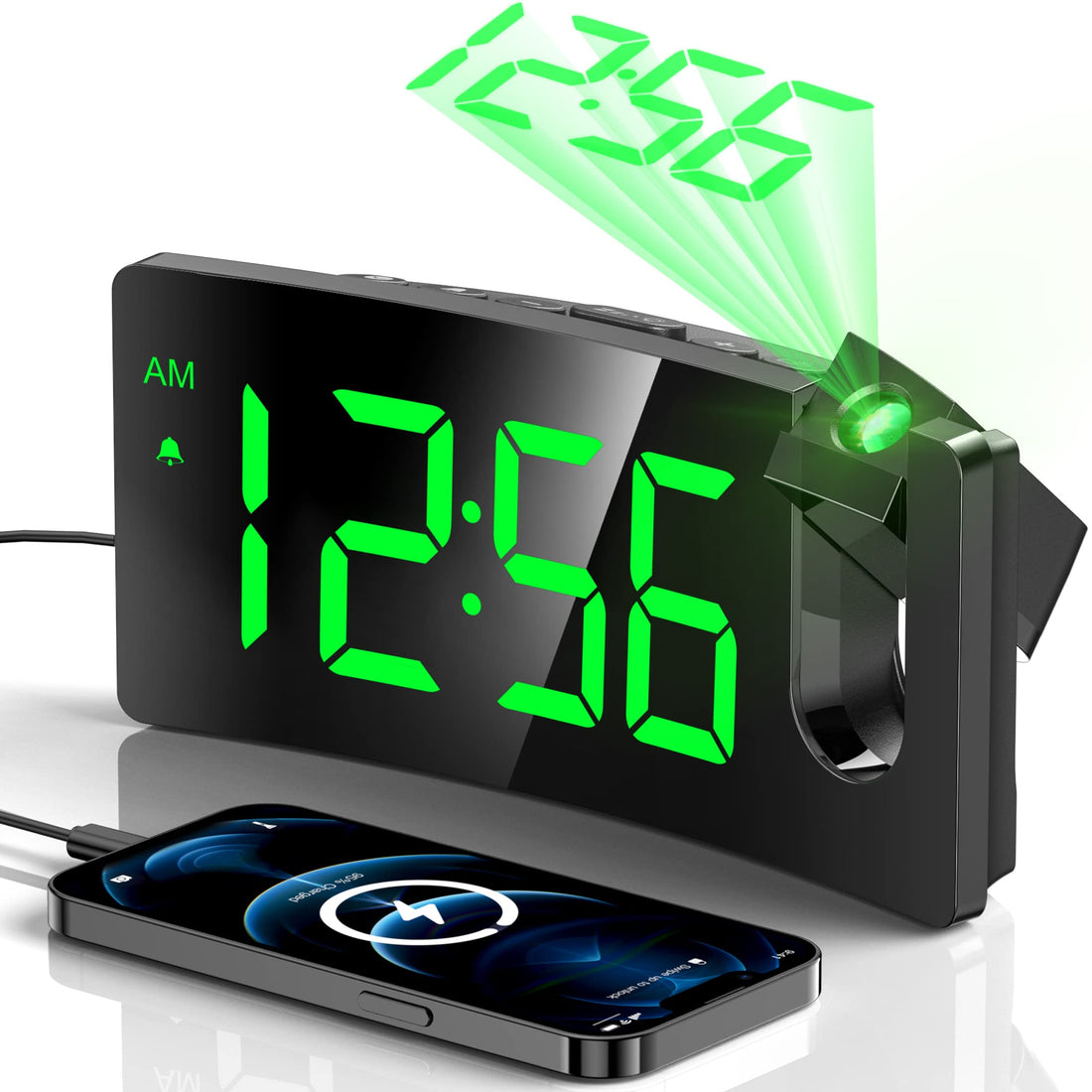 GOLOZA Projection Alarm Clock, Digital Clock with 180° Rotatable Projector