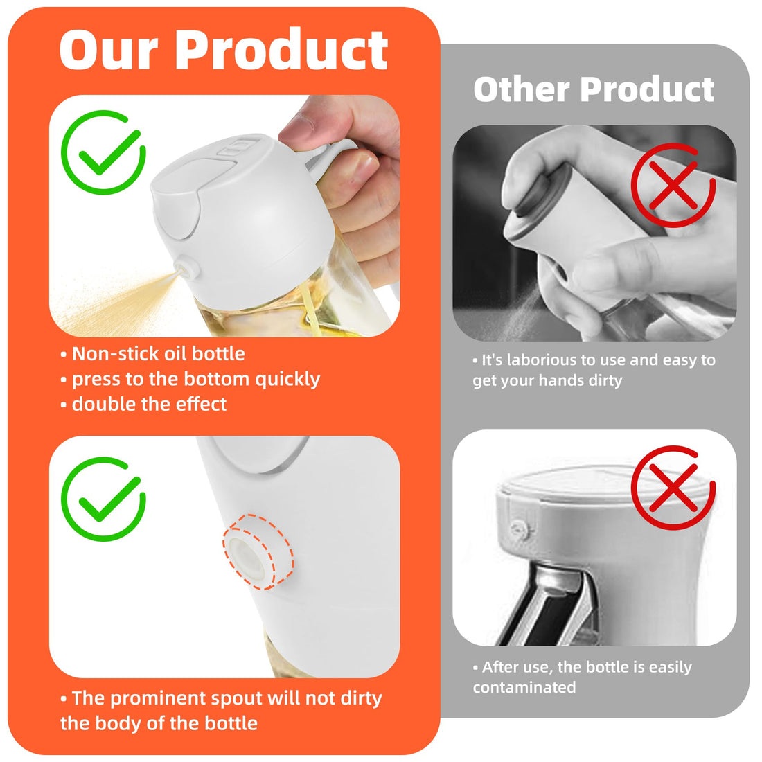 TrendPlain 16oz/470ml Glass Olive Oil Sprayer for Cooking