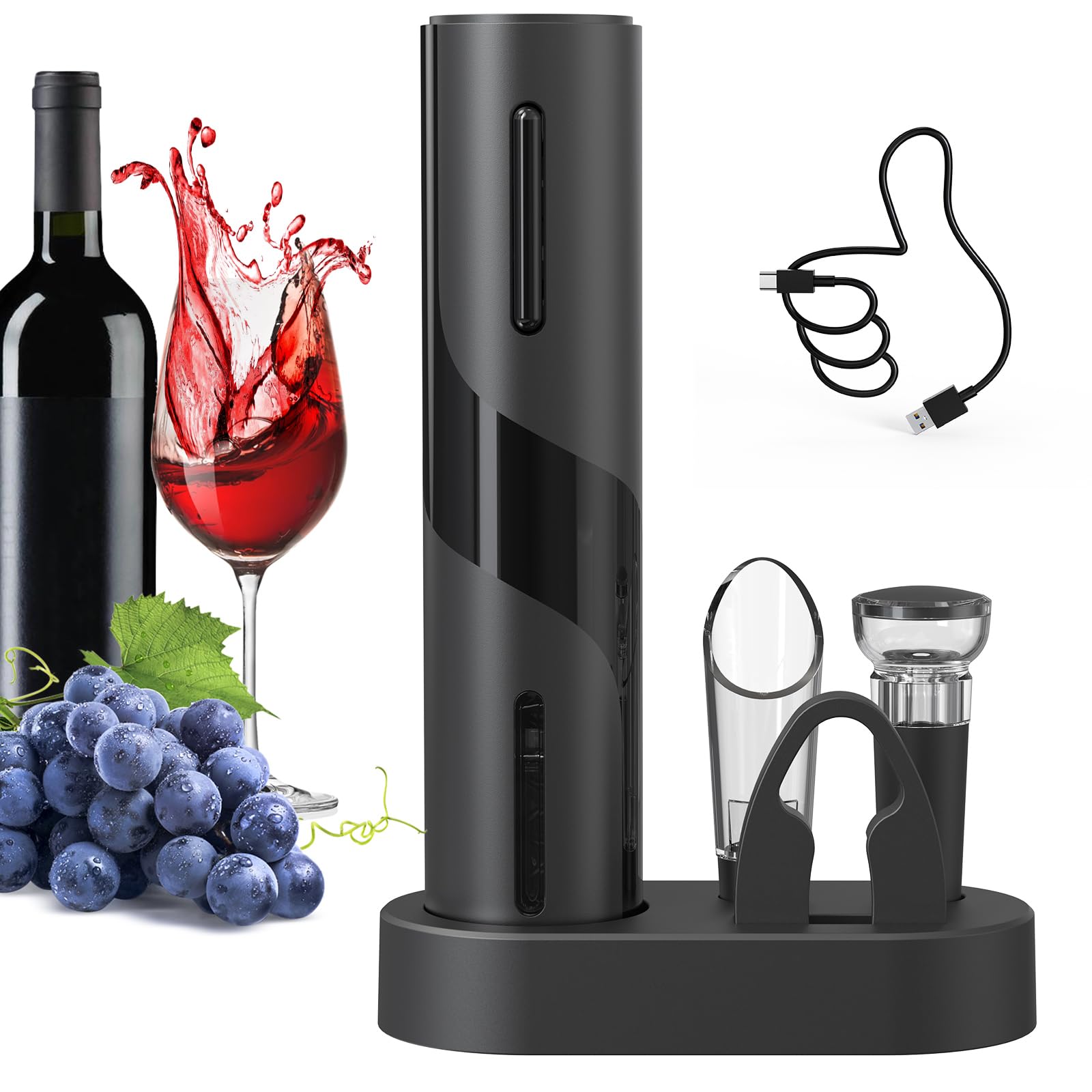 Electric Wine Bottle Opener 7-in-1 Wine Gift Set with Electric Vacuum Pump