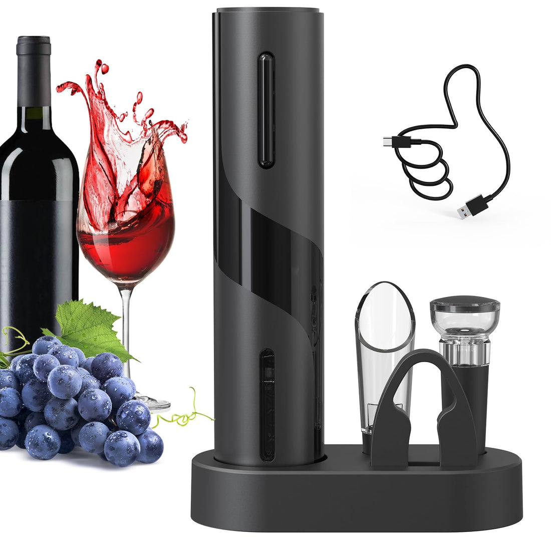 Electric Wine Bottle Opener 7-in-1 Wine Gift Set with Electric Vacuum Pump