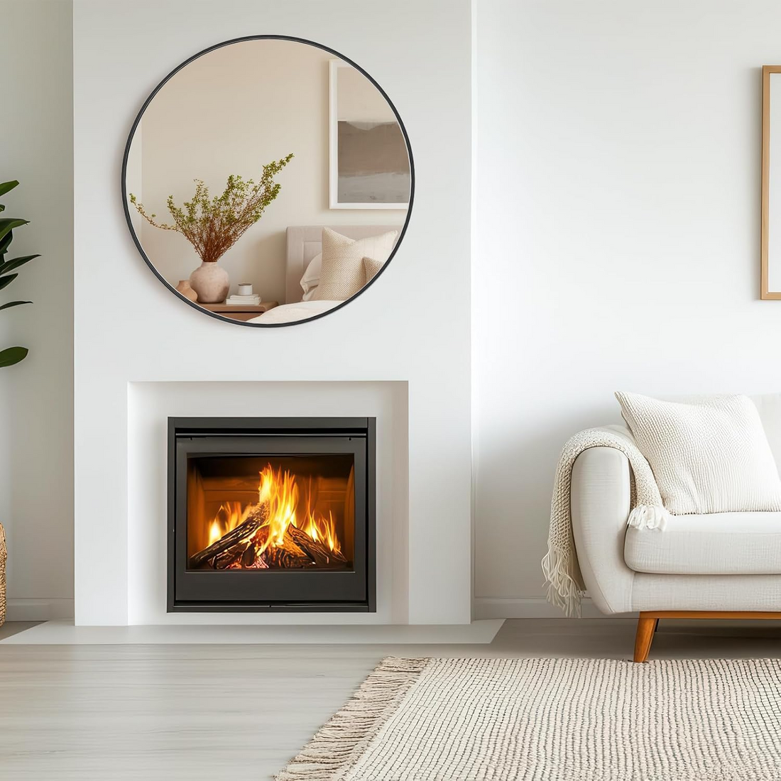 Sweetcrispy Black Round Wall Mirror 30 Inch