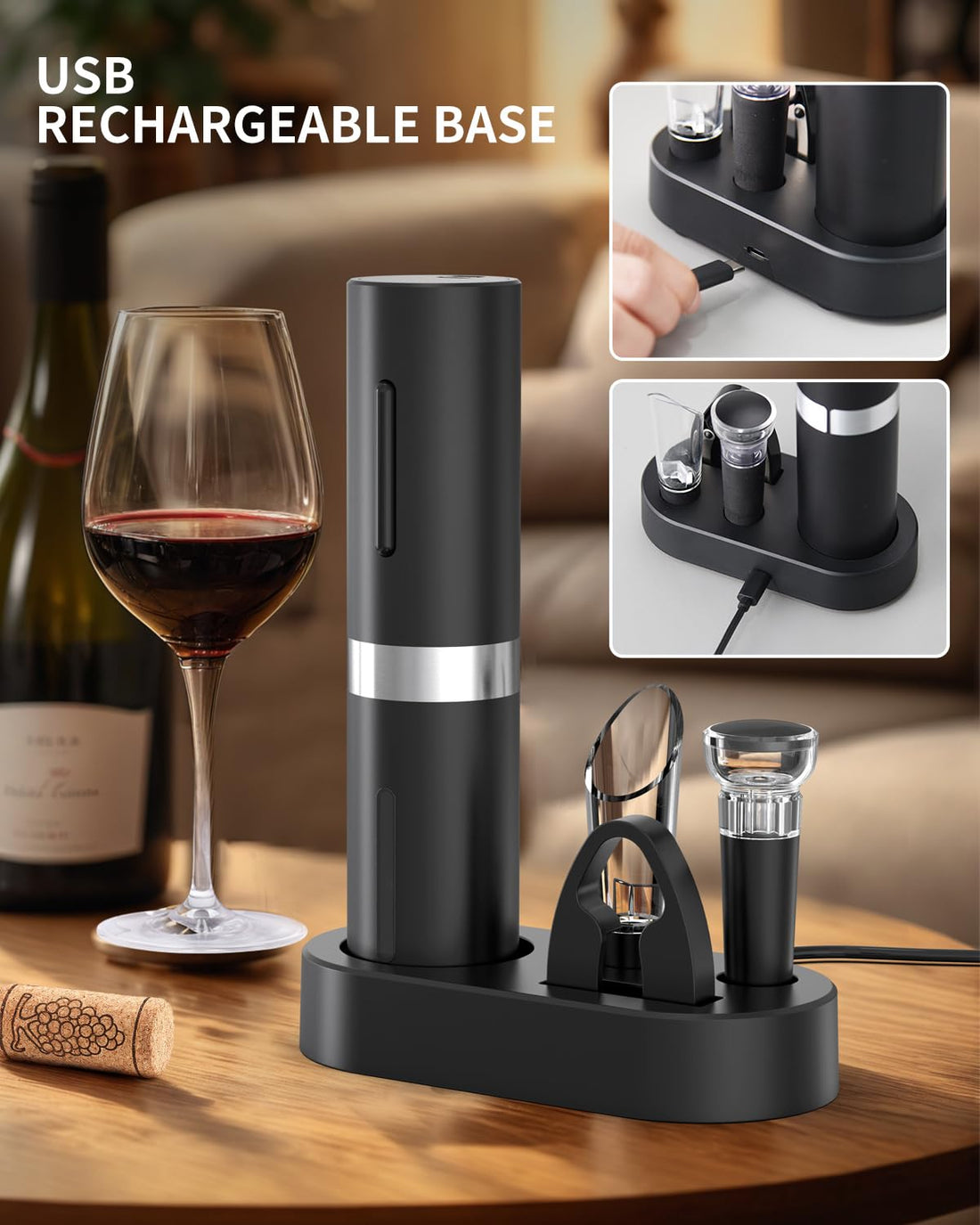 Electric Wine Bottle Opener 7-in-1 Wine Gift Set with Electric Vacuum Pump