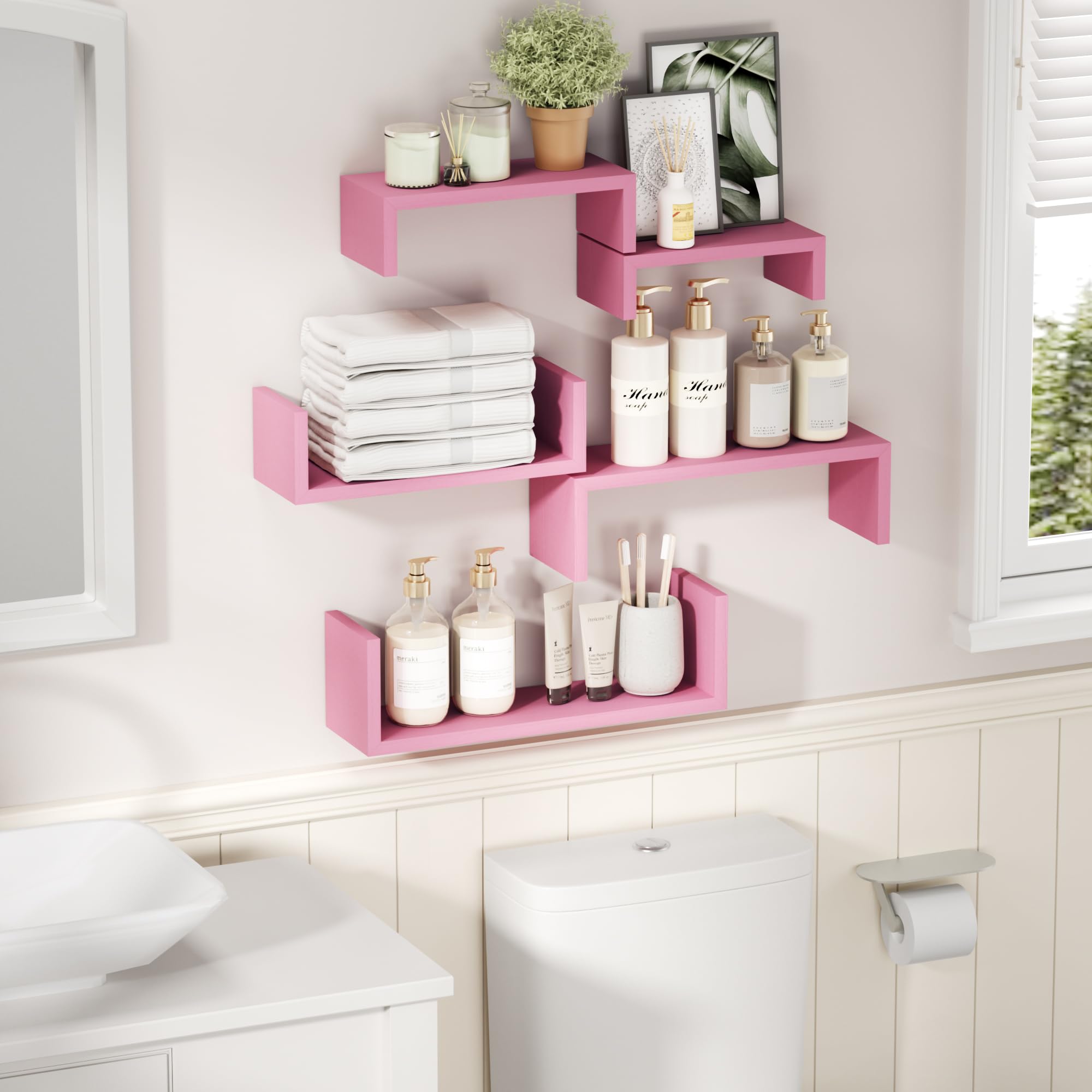 Floating Wood Wall Shelves for Bathroom, Kitchen & Decor