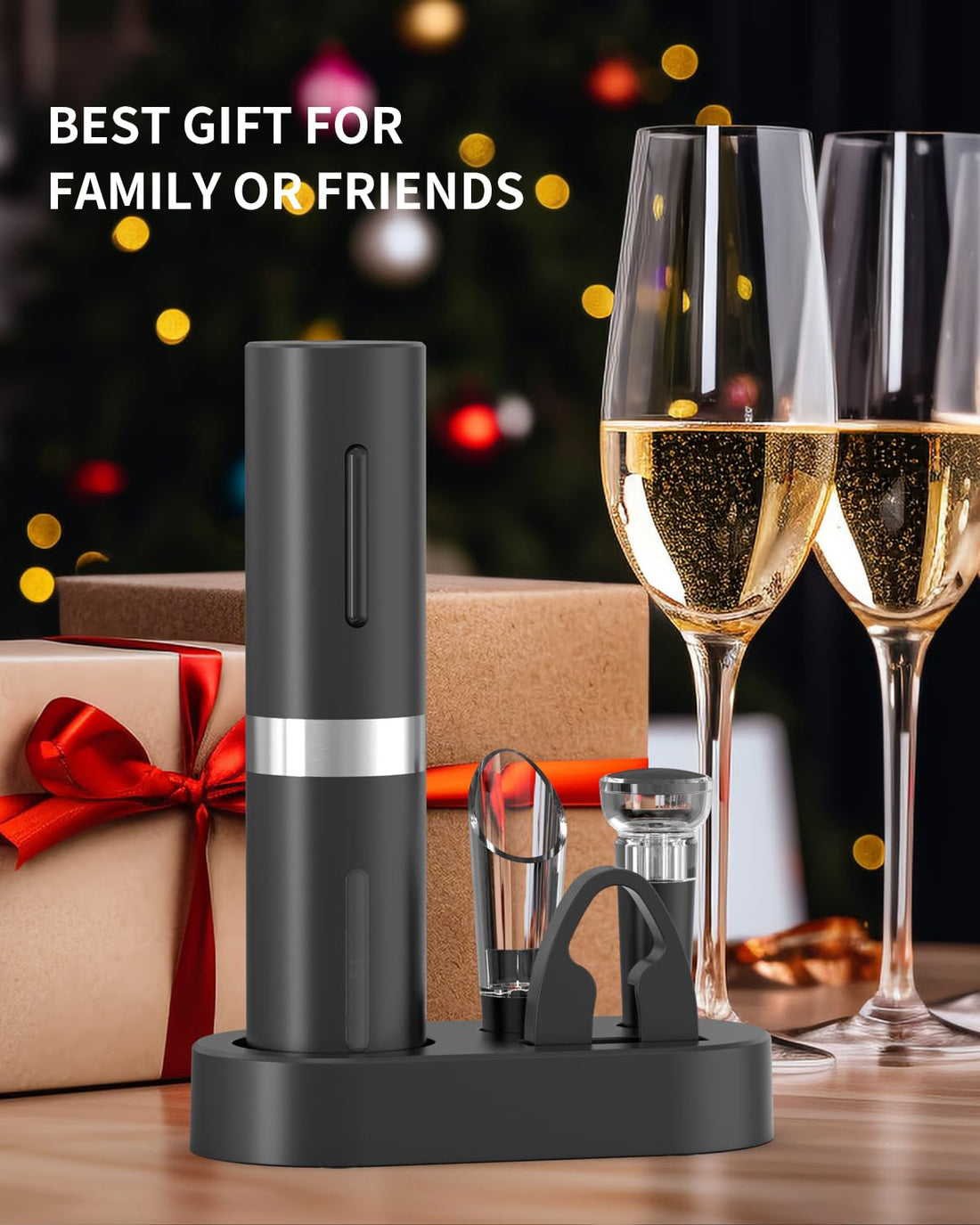 Electric Wine Bottle Opener 7-in-1 Wine Gift Set with Electric Vacuum Pump
