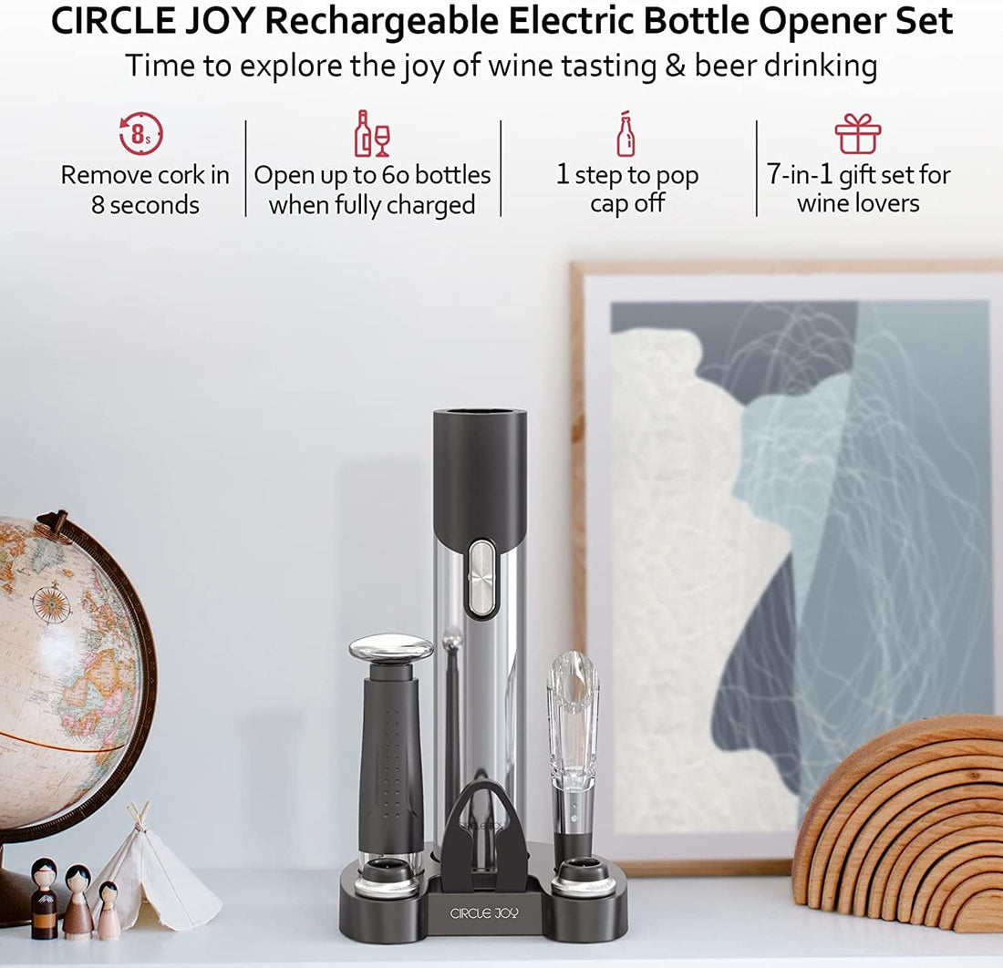 Electric Wine Bottle Opener 7-in-1 Wine Gift Set with Electric Vacuum Pump