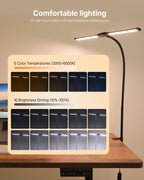 Double Head LED Clamp Desk Lamp – Adjustable Bright Lighting