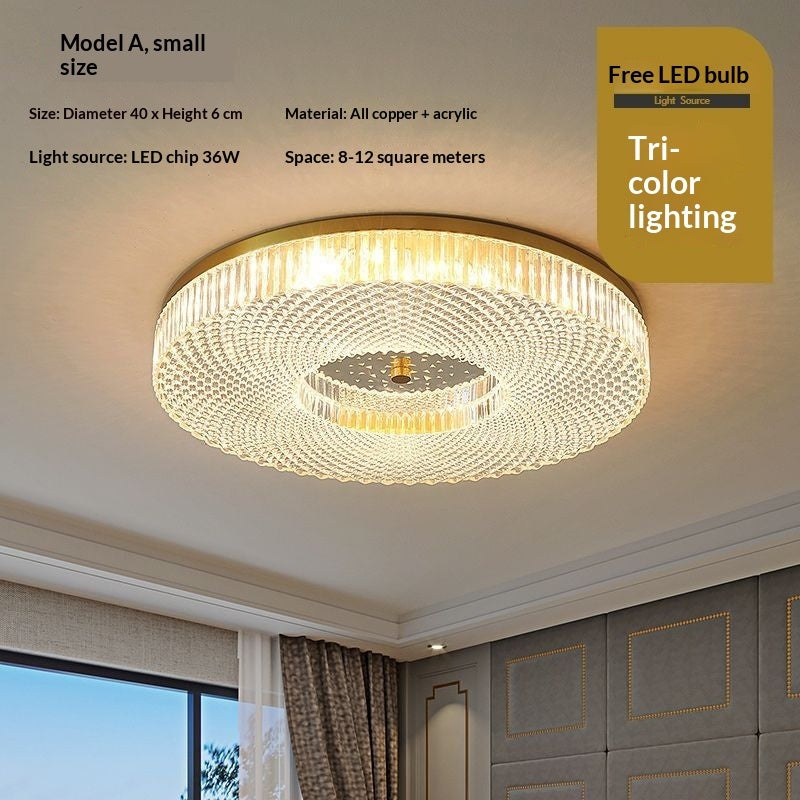 All Copper Luxury LED Ceiling Light – Nordic Bedroom Fixture