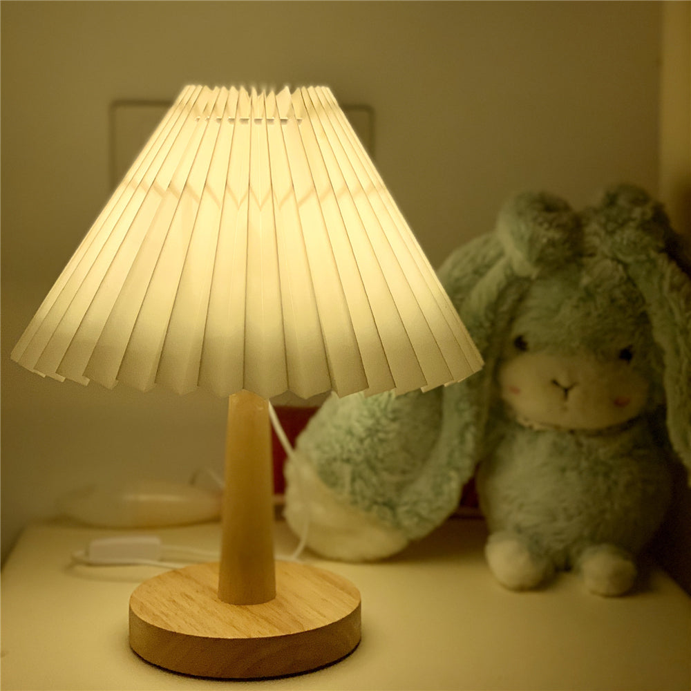 USB Vintage Pleated Table Lamp – Dimmable LED Ambient Light