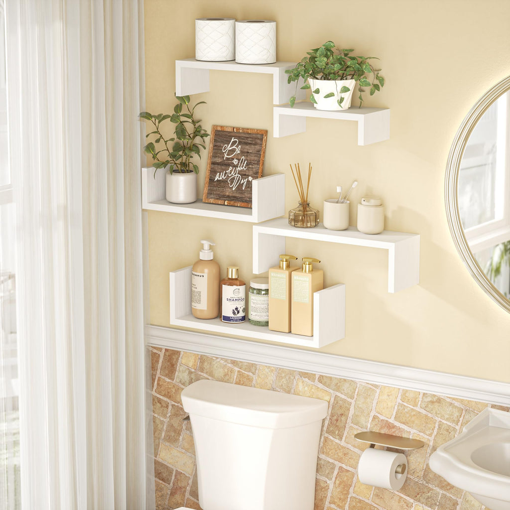 Floating Wood Wall Shelves for Bathroom, Kitchen & Decor