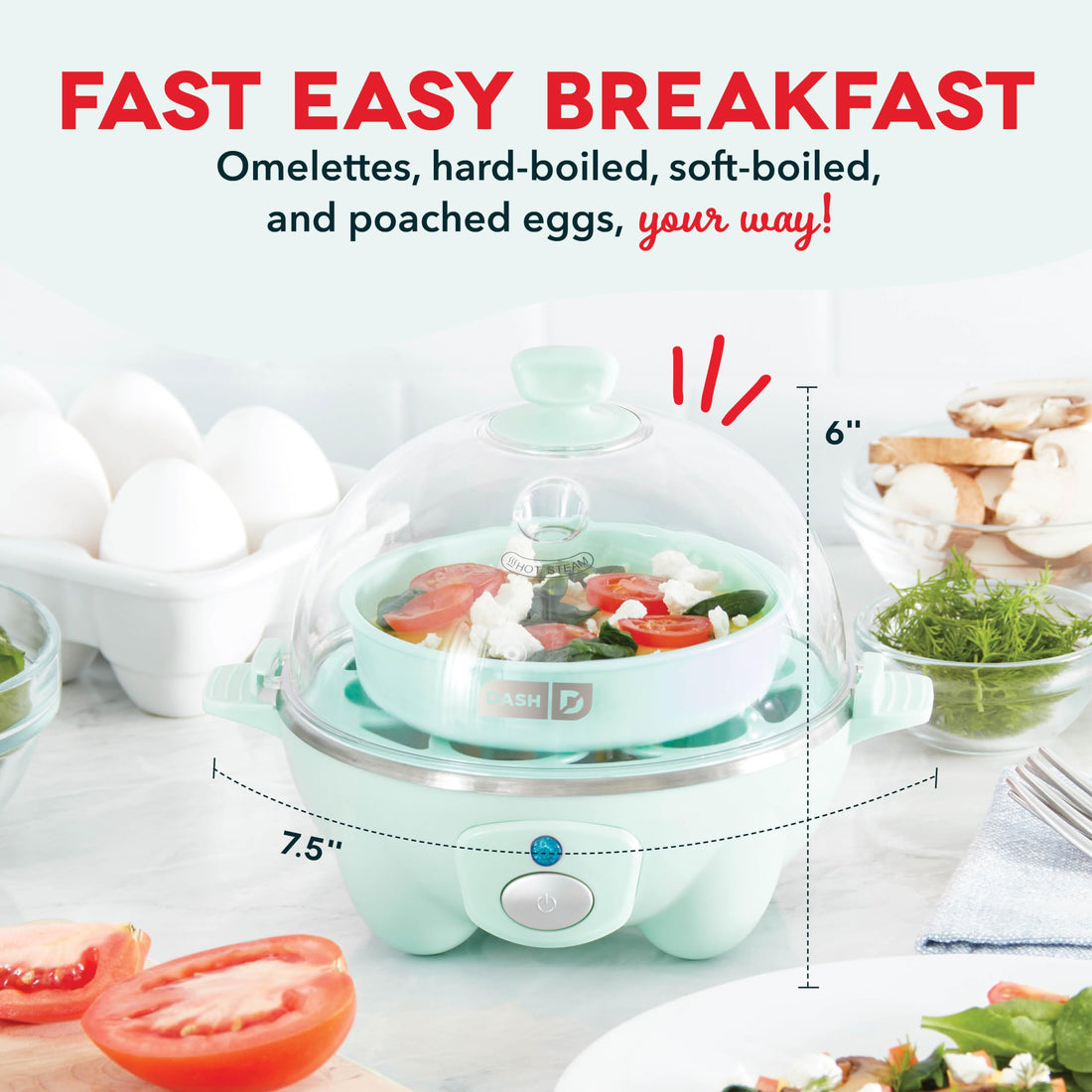 DASH Rapid Egg Cooker: 7 Egg Capacity Electric Egg Cooker for Hard Boiled Eggs
