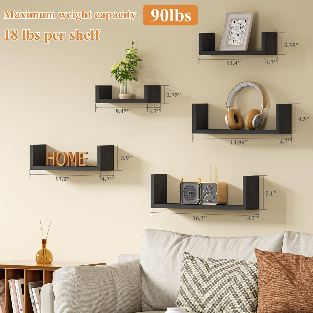 Floating Wood Wall Shelves for Bathroom, Kitchen & Decor