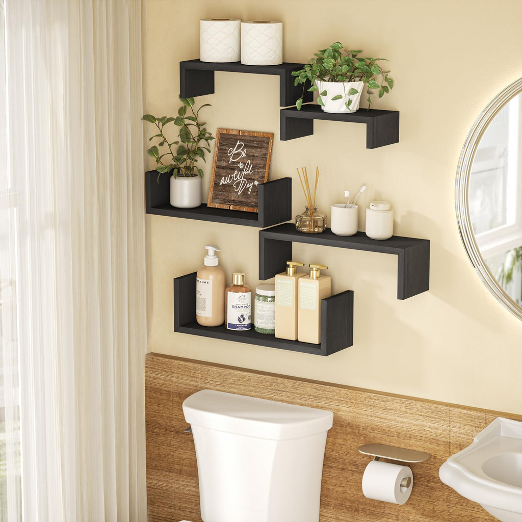 Floating Wood Wall Shelves for Bathroom, Kitchen & Decor