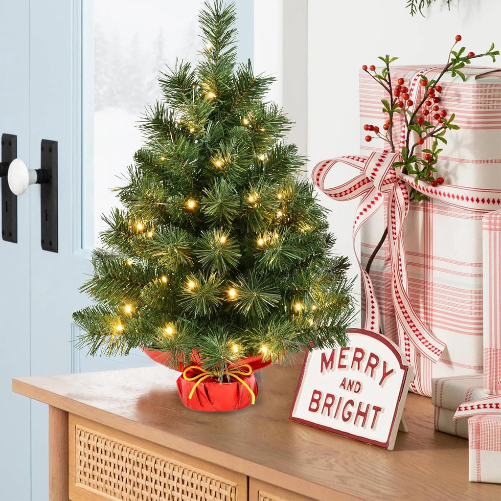 Leeheeyee Mini Christmas Tree with 50 LED Lights