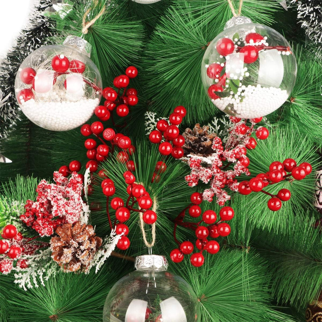 20 Pack Artificial Red Berry Picks for Christmas Decor