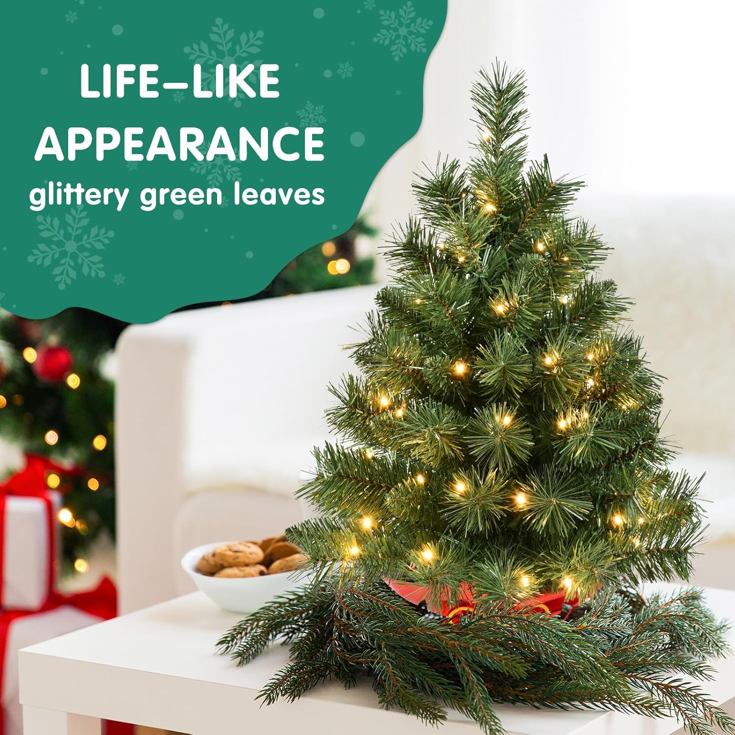 Leeheeyee Mini Christmas Tree with 50 LED Lights
