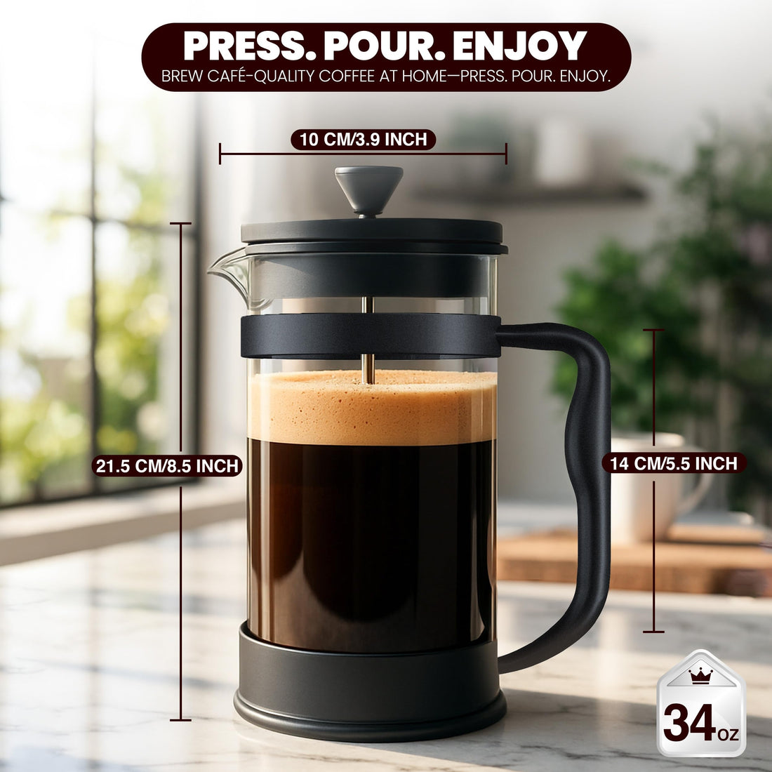 Utopia Kitchen 34 Ounce 1 Liter French Press Coffee Maker