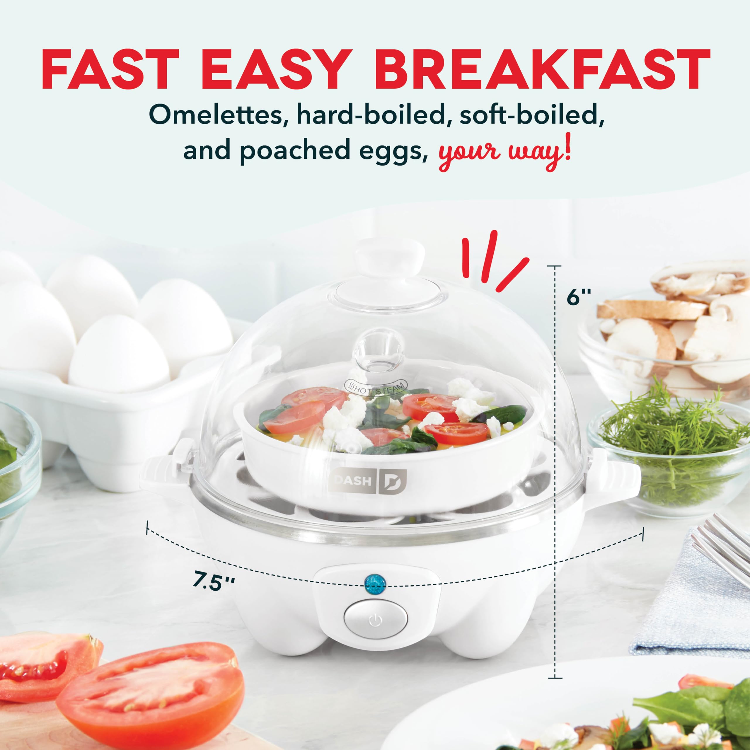DASH Rapid Egg Cooker: 7 Egg Capacity Electric Egg Cooker for Hard Boiled Eggs