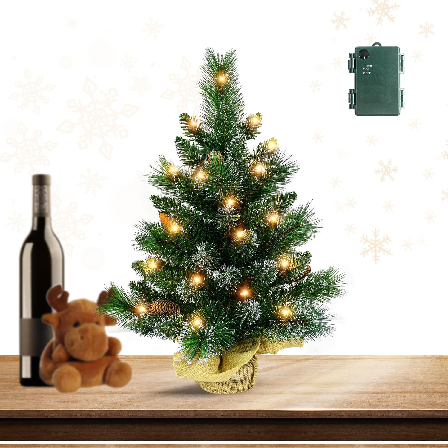 Leeheeyee Mini Christmas Tree with 50 LED Lights