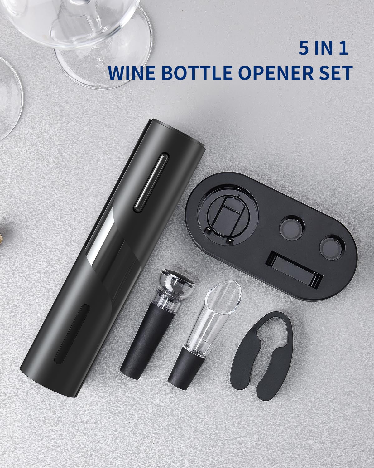 Electric Wine Bottle Opener 7-in-1 Wine Gift Set with Electric Vacuum Pump