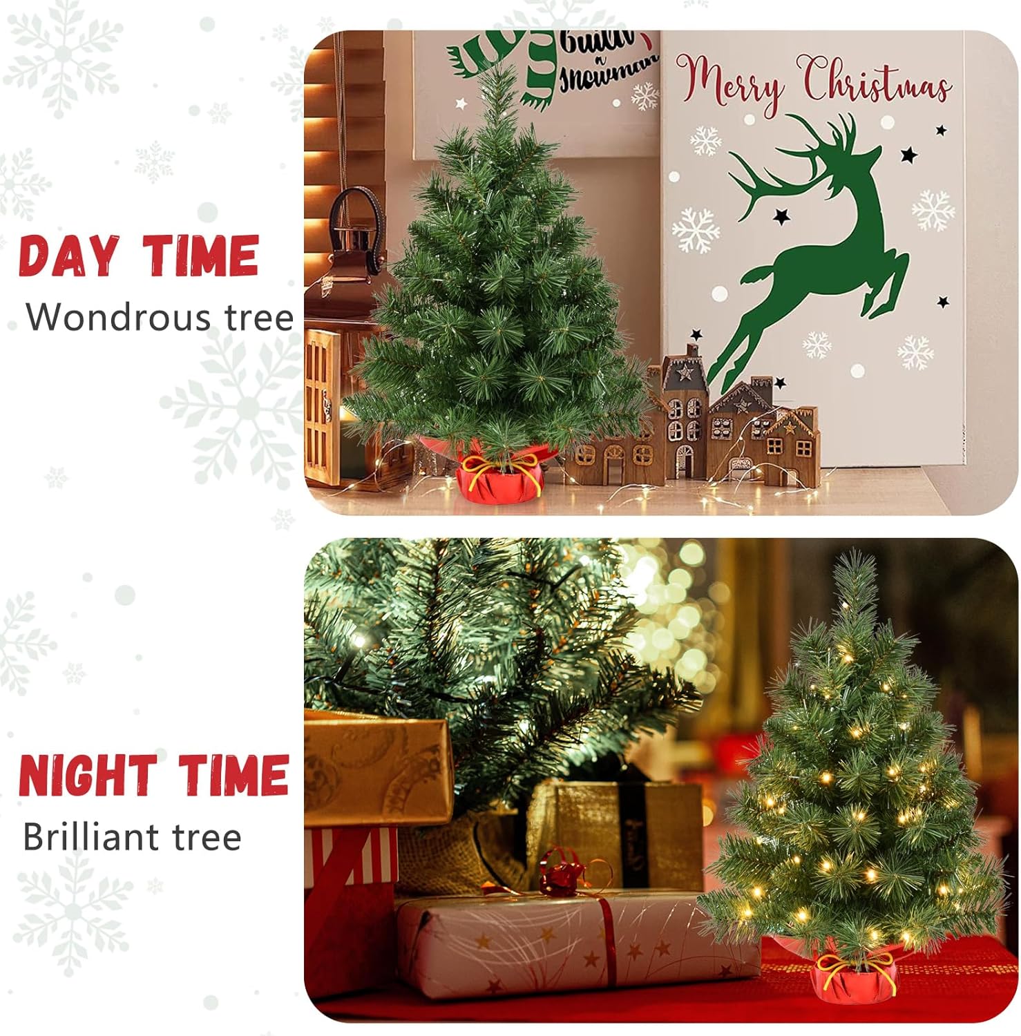 Leeheeyee Mini Christmas Tree with 50 LED Lights