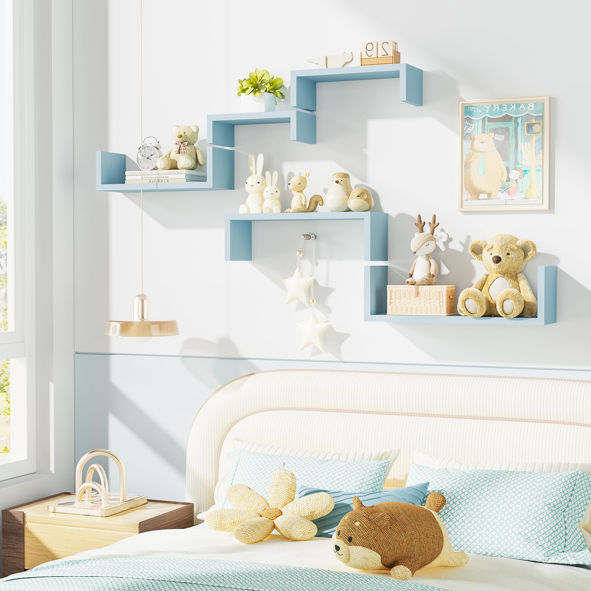 Floating Wood Wall Shelves for Bathroom, Kitchen & Decor