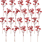 20 Pack Artificial Red Berry Picks for Christmas Decor