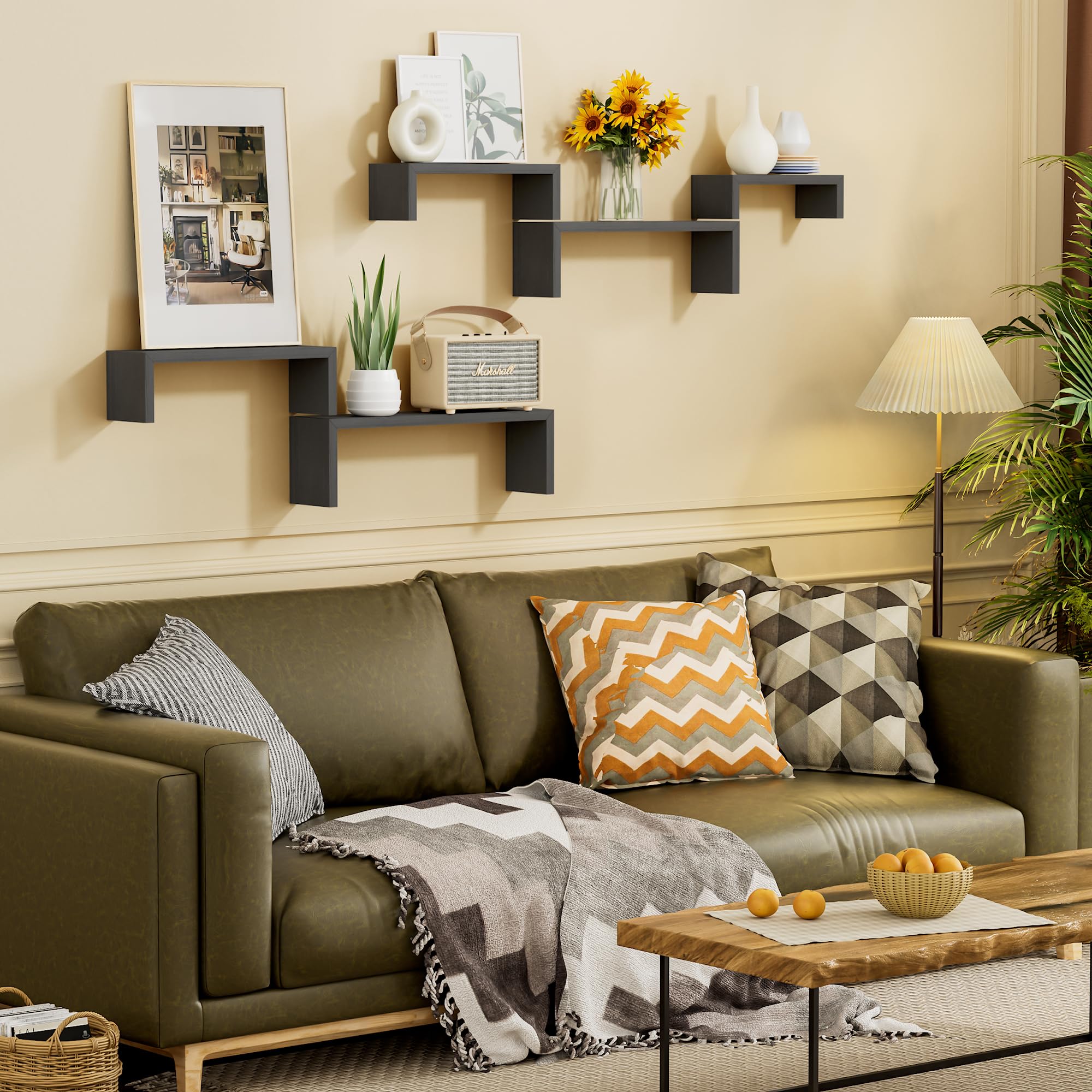 Floating Wood Wall Shelves for Bathroom, Kitchen & Decor