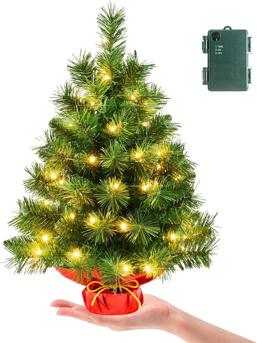 Leeheeyee Mini Christmas Tree with 50 LED Lights
