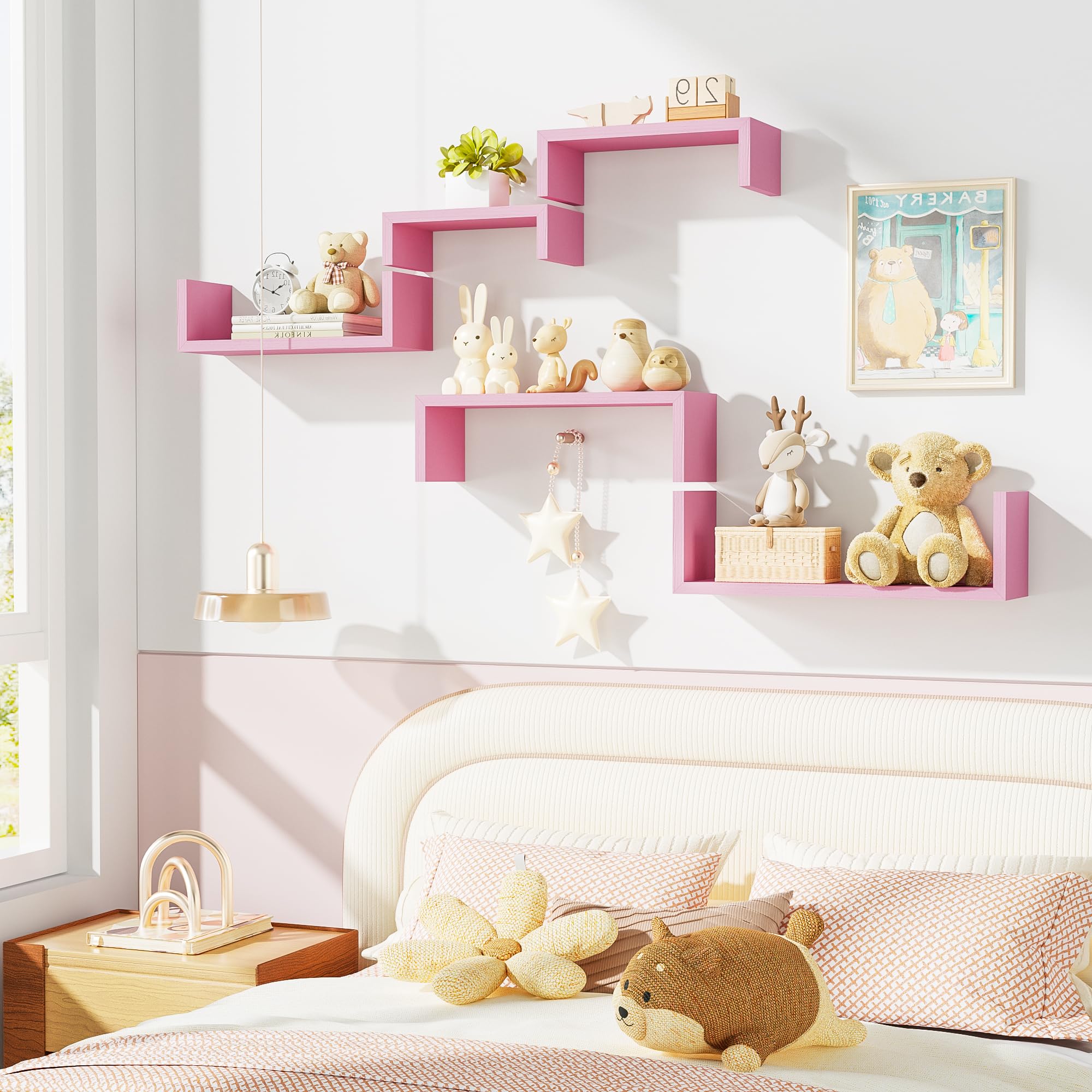 Floating Wood Wall Shelves for Bathroom, Kitchen & Decor