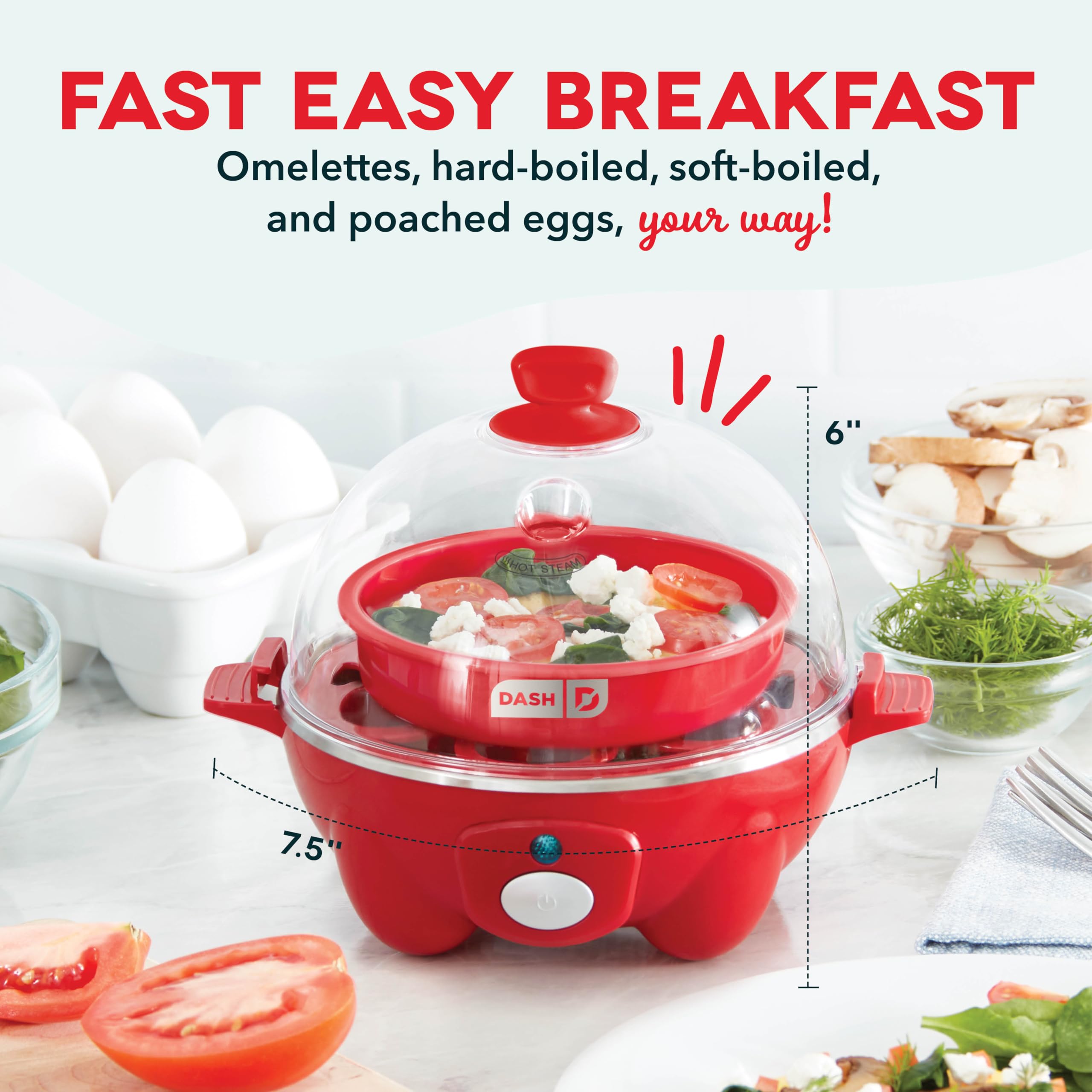 DASH Rapid Egg Cooker: 7 Egg Capacity Electric Egg Cooker for Hard Boiled Eggs