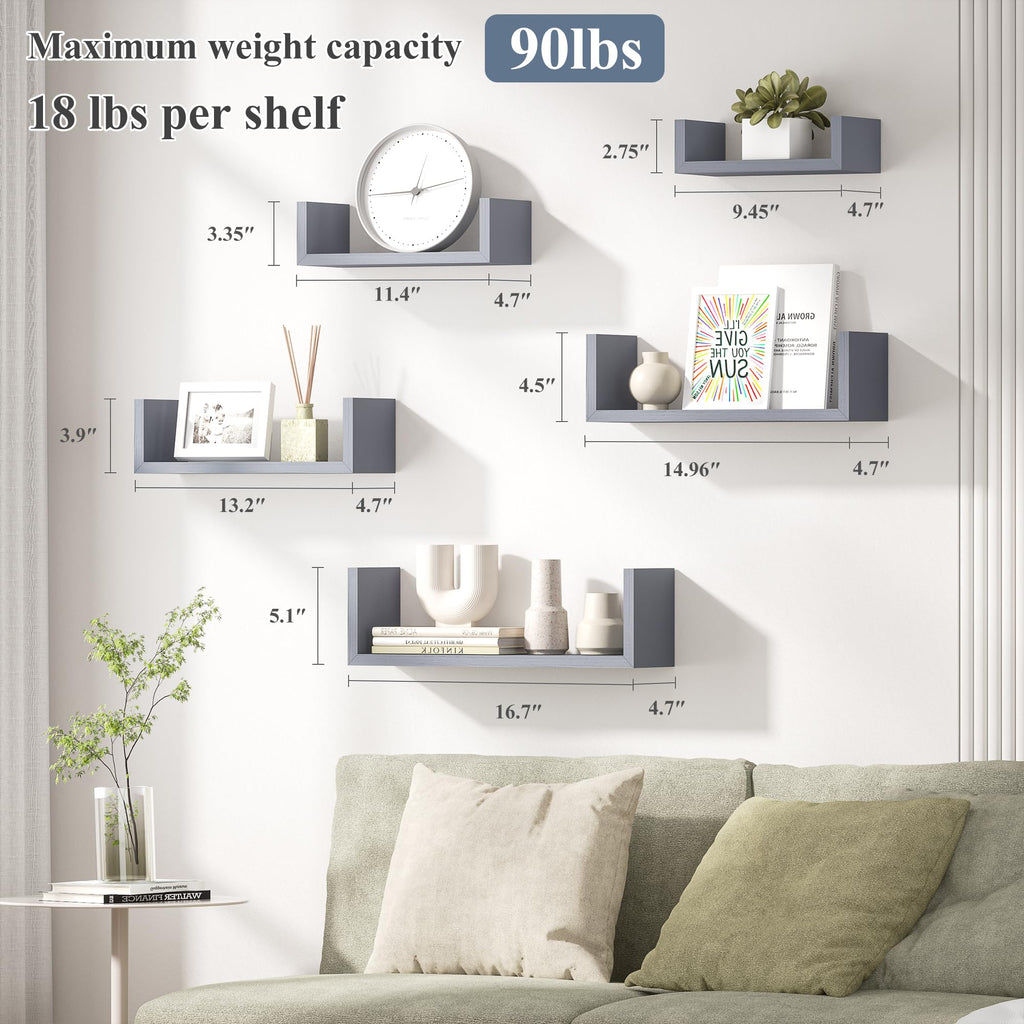 Floating Wood Wall Shelves for Bathroom, Kitchen & Decor