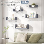 Floating Wood Wall Shelves for Bathroom, Kitchen & Decor