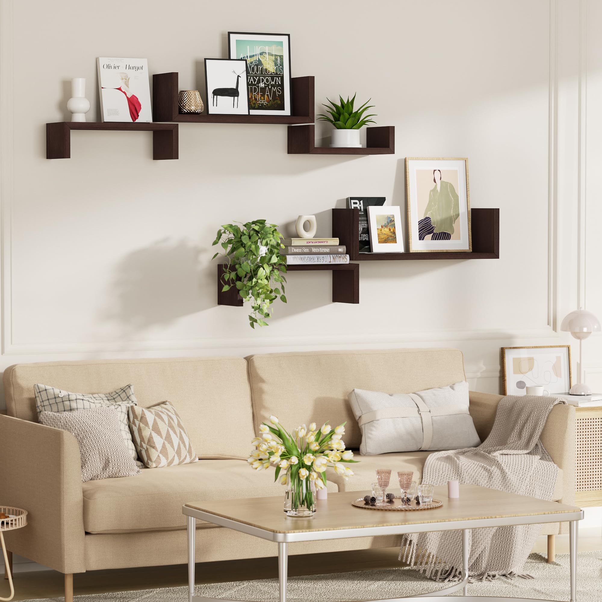 Floating Wood Wall Shelves for Bathroom, Kitchen & Decor