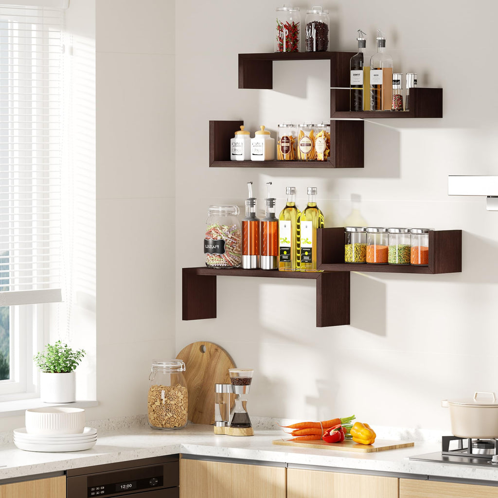 Floating Wood Wall Shelves for Bathroom, Kitchen & Decor