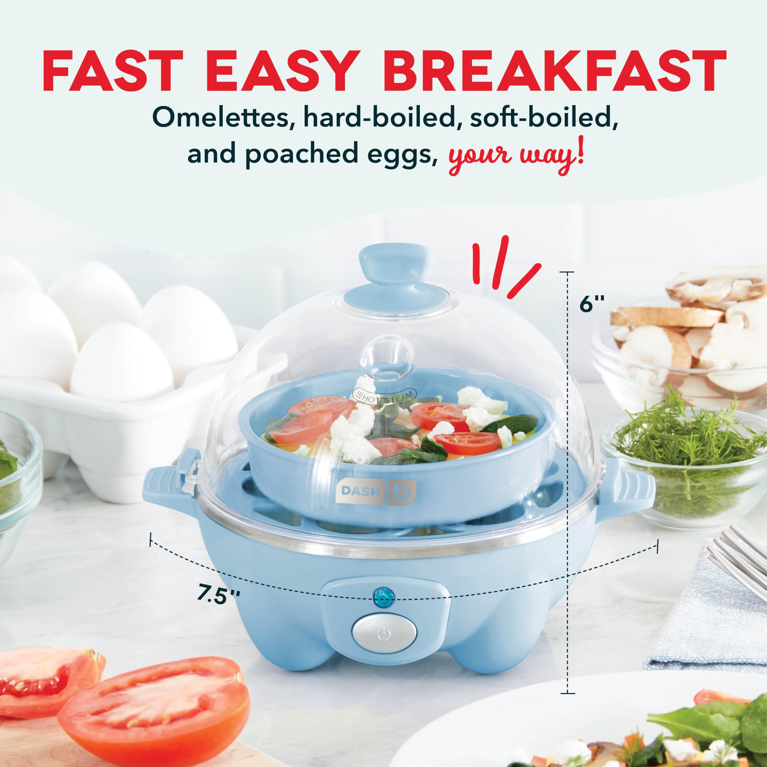 DASH Rapid Egg Cooker: 7 Egg Capacity Electric Egg Cooker for Hard Boiled Eggs