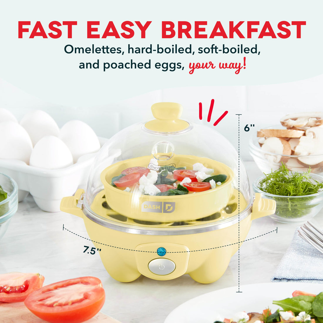 DASH Rapid Egg Cooker: 7 Egg Capacity Electric Egg Cooker for Hard Boiled Eggs