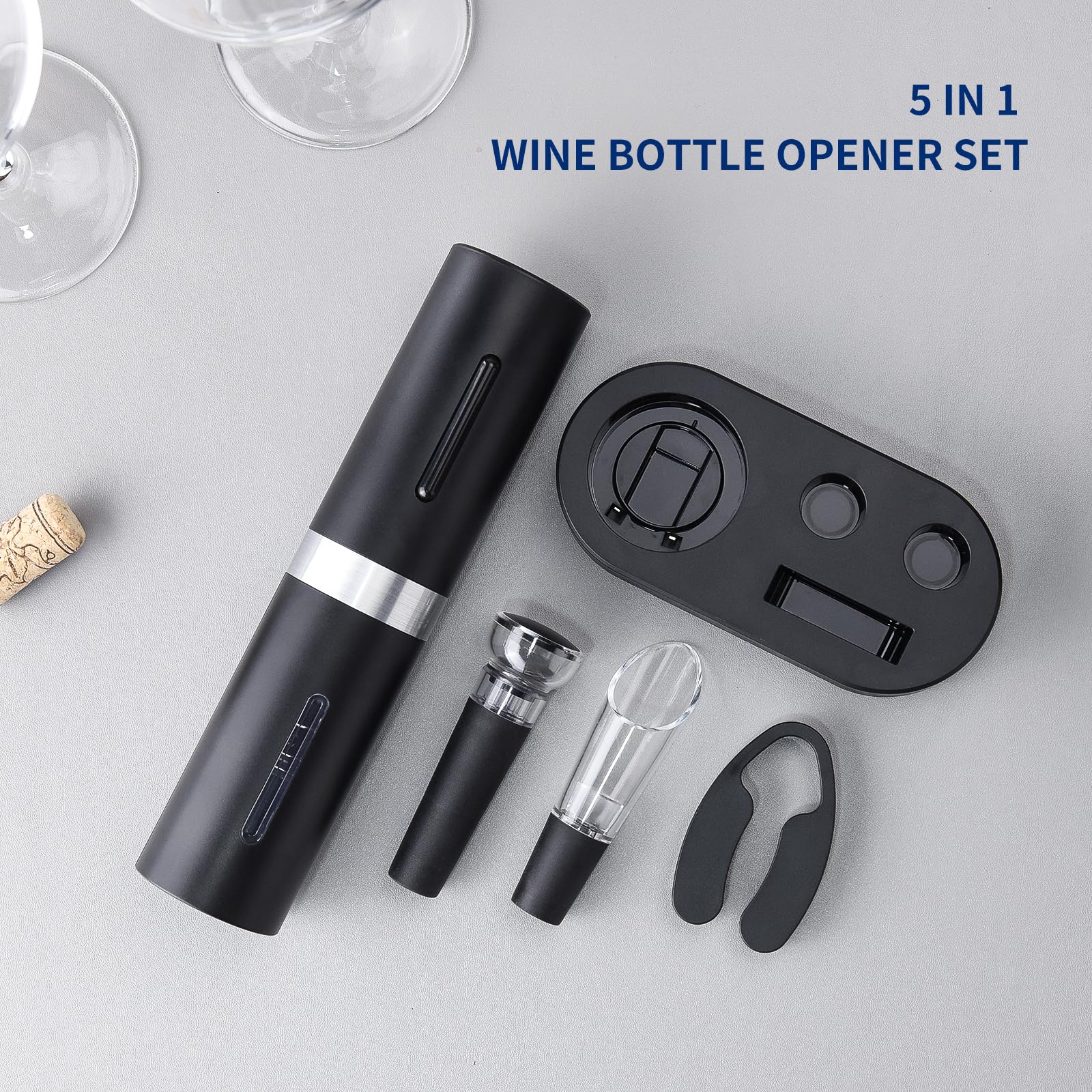 Electric Wine Bottle Opener 7-in-1 Wine Gift Set with Electric Vacuum Pump