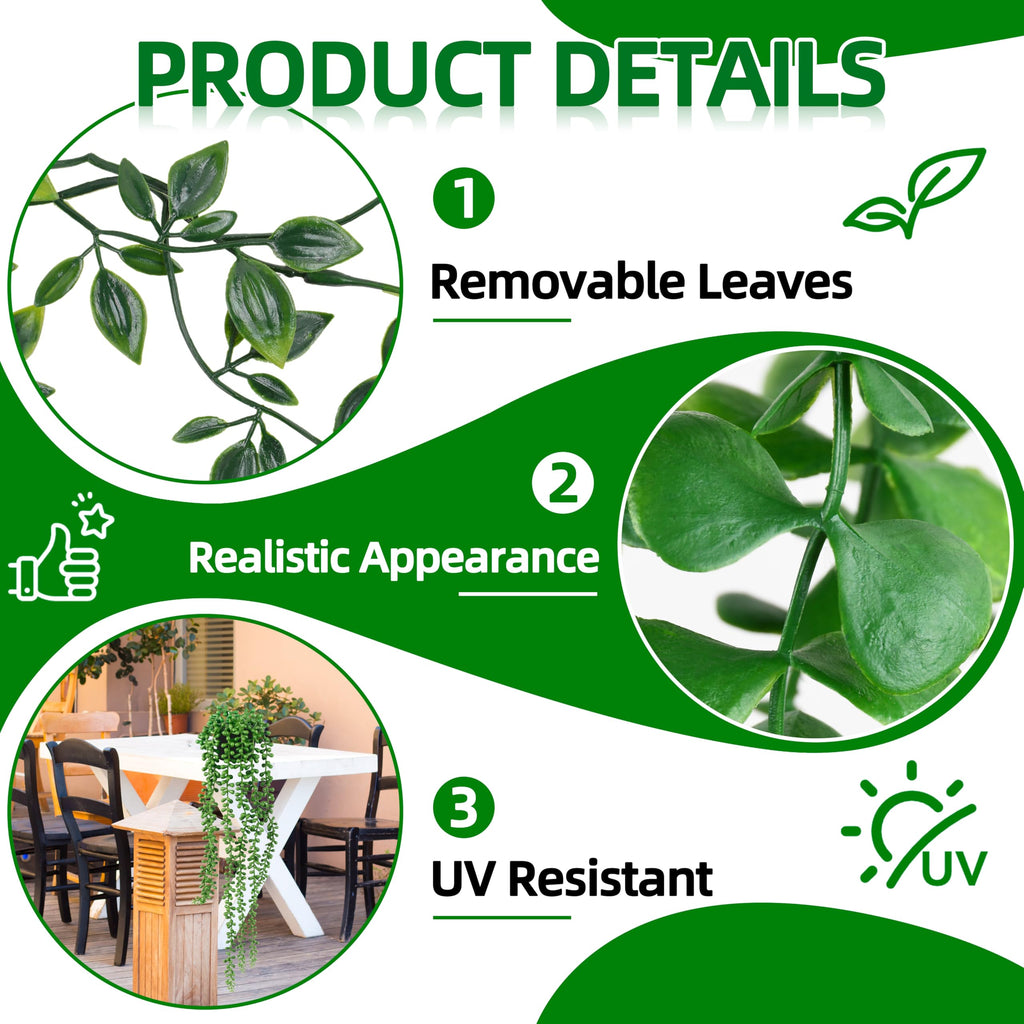 Faux Eucalyptus Hanging Plants - Set of 4 for Home Decor